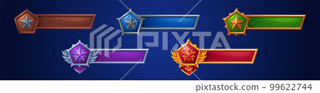 Military game rank buttons set on background Military game rank buttons set on background 99622744