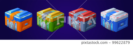 Game futuristic boxes, future technology chests 99622879