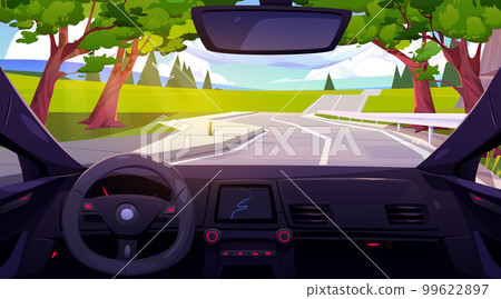 Car salon interior with view to road 99622897