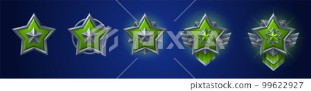 Cartoon set of game badges of different rank Cartoon set of game badges of different rank 99622927