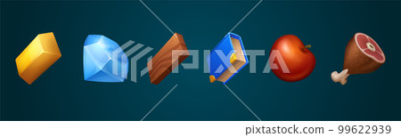 Game icons of resources and loot Game icons of resources and loot 99622939