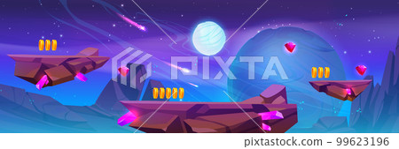 Space adventure game platforms with coins Space adventure game platforms with coins 99623196