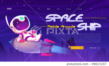 Cute cartoon astronaut flying on rocket in space Cute cartoon astronaut flying on rocket in space 99623287
