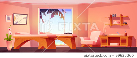 Spa salon interior with massage table 99623360