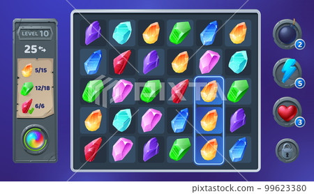 Computer game user interface with crystals puzzle Computer game user interface with crystals puzzle 99623380