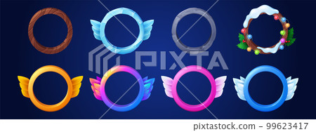 Fantasy winter game user avatar frame set 99623417