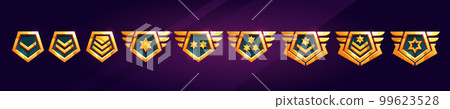 Cartoon set of game rank badge 99623528