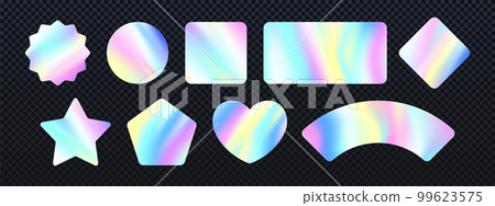 Holographic iridescent texture sticker or label, 99623575