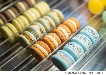 various delicious sweet pastries in the shop window. various delicious sweet pastries in the shop window. 99623814