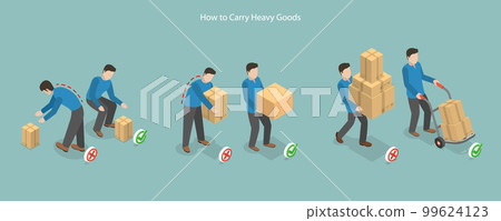 3D Isometric Flat Vector Conceptual Illustration of How To Carry Heavy Goods 99624123