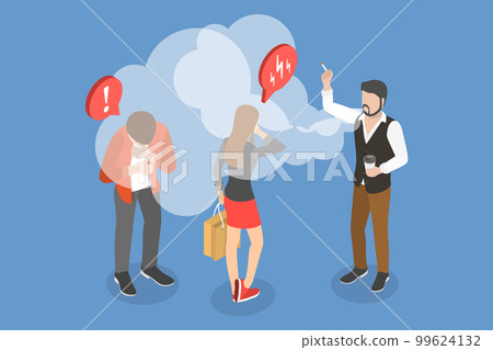 3D Isometric Flat Vector Conceptual Illustration of Second Hand Smoking 3D Isometric Flat Vector Conceptual Illustration of Second Hand Smoking 99624132