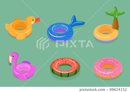 3D Isometric Flat Vector Set of Set Of Rubber Rings 3D Isometric Flat Vector Set of Set Of Rubber Rings 99624152