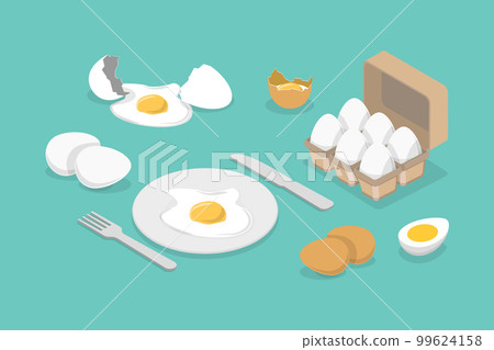 3D Isometric Flat Vector Set of Chicken Eggs 3D Isometric Flat Vector Set of Chicken Eggs 99624158