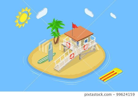 3D Isometric Flat Vector Conceptual Illustration of Lifeguard Tower 99624159