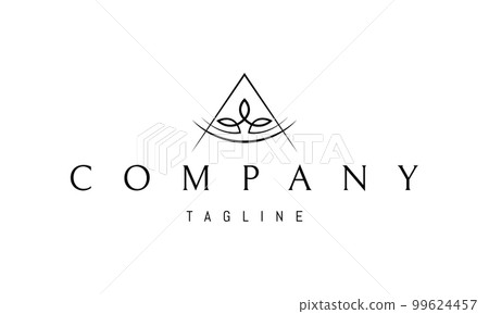 Vector logo on which an abstract image of a meditator against the background of a triangle. Vector logo on which an abstract image of a meditator against the background of a triangle. 99624457