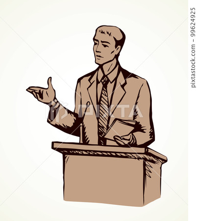 Speaker at podium. Vector drawing 99624925