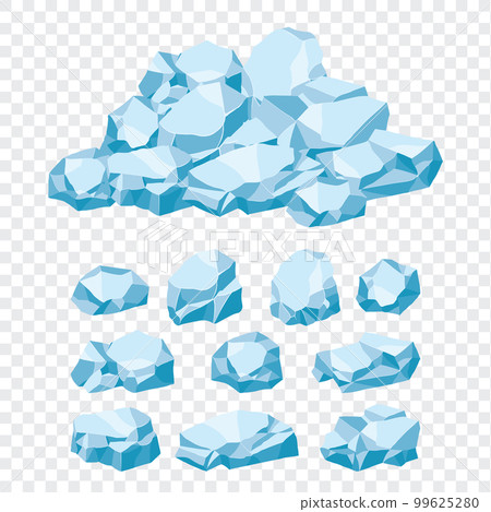 Rock and stones set. Different shape ice boulder collection. vector illustration 99625280