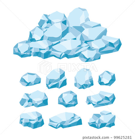 Rock and stones set. Different shape ice boulder collection. vector illustration Rock and stones set. Different shape ice boulder collection. vector illustration 99625281