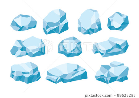 Rock and stones set. Different shape ice boulder collection. vector illustration 99625285