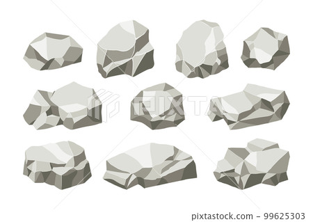 Rock and stones set. Different shape boulder collection. vector illustration 99625303