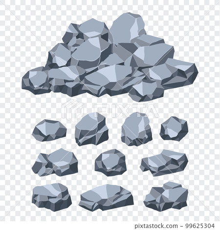 Rock and stones set. Different shape boulder collection. vector illustration Rock and stones set. Different shape boulder collection. vector illustration 99625304