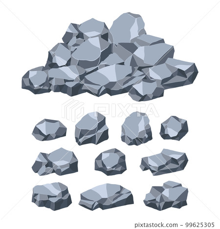 Rock and stones set. Different shape boulder collection. vector illustration Rock and stones set. Different shape boulder collection. vector illustration 99625305