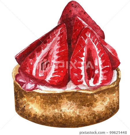 watercolor sweets strawberry cake pastry illustration 99625448