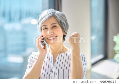 在辦公室打電話的高級女商人 在辦公室打電話的高級女商人 99626031