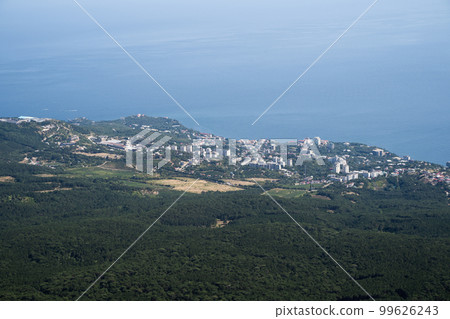 big city by the ocean, sea from aerial view 99626243