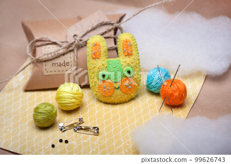 beautiful animal face brooches close up, hand sewn and accessories 99626743