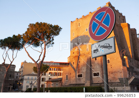 Rome, Italy, architecture, city center, street, historical buildings and road signs. Rome, Italy, architecture, city center, street, historical buildings and road signs. 99626853