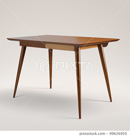 Mid century wood coffe table on white background. Mid-century interior with retro stylized modern furniture. AI Mid century wood coffe table on white background. Mid-century interior with retro stylized modern furniture. AI 99626950