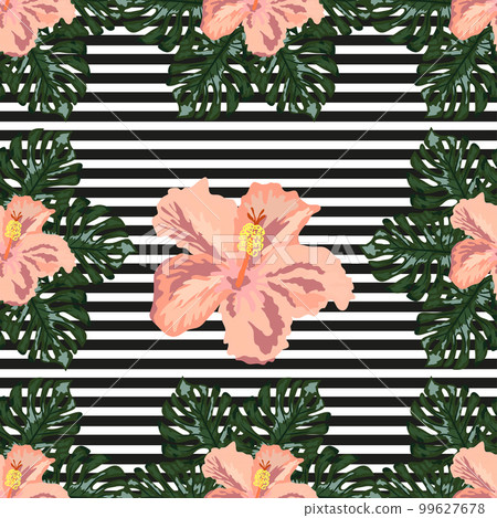 hand draw tropical flower,blossom cluster seamless pattern background hand draw tropical flower,blossom cluster seamless pattern background 99627678