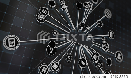 3D rendering the concept of cloud technologies and server data processing 3D rendering the concept of cloud technologies and server data processing 99628883