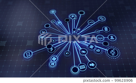 3D rendering the concept of cloud technologies and server data processing 99628906