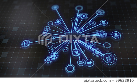 3D rendering the concept of cloud technologies and server data processing 99628910