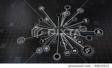 3D rendering the concept of cloud technologies and server data processing 3D rendering the concept of cloud technologies and server data processing 99628915