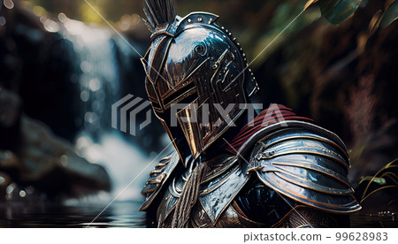 Knight in front of castle Knight in front of castle 99628983