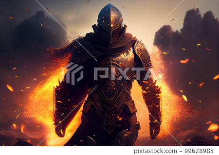 Knight in front of castle 99628985