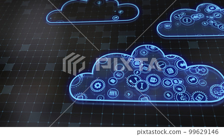 3D rendering the concept of cloud technologies and server data processing 3D rendering the concept of cloud technologies and server data processing 99629146