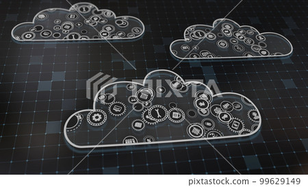 3D rendering the concept of cloud technologies and server data processing 99629149
