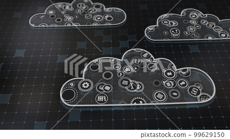 3D rendering the concept of cloud technologies and server data processing 99629150