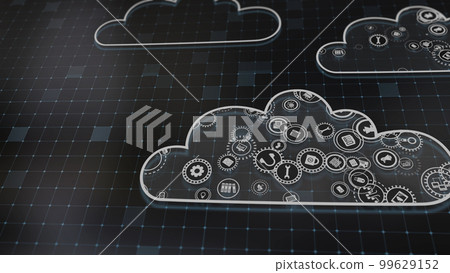 3D rendering the concept of cloud technologies and server data processing 3D rendering the concept of cloud technologies and server data processing 99629152