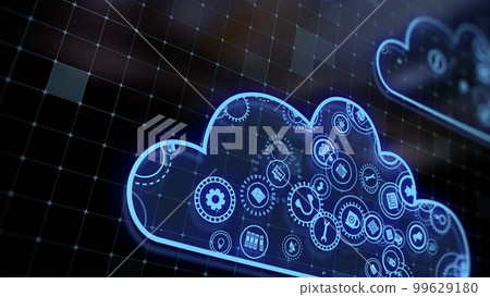 3D rendering the concept of cloud technologies and server data processing 99629180