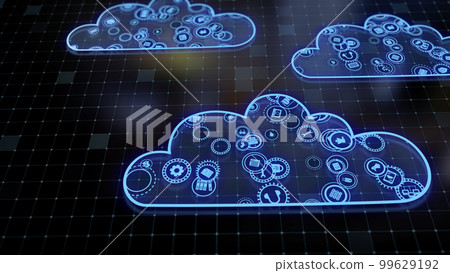 3D rendering the concept of cloud technologies and server data processing 99629192