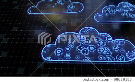 3D rendering the concept of cloud technologies and server data processing 99629193
