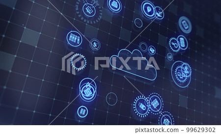 3D rendering the concept of cloud technologies and server data processing 99629302