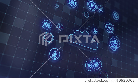 3D rendering the concept of cloud technologies and server data processing 99629303