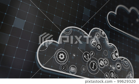 3D rendering the concept of cloud technologies and server data processing 3D rendering the concept of cloud technologies and server data processing 99629320