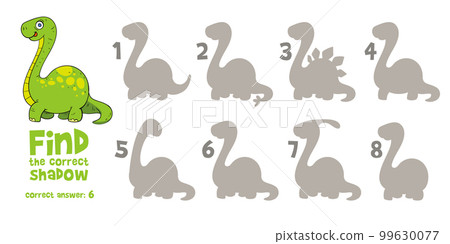 Find the correct shadow. Educational game for children. Little Dino. Find the correct shadow. Educational game for children. Little Dino. 99630077